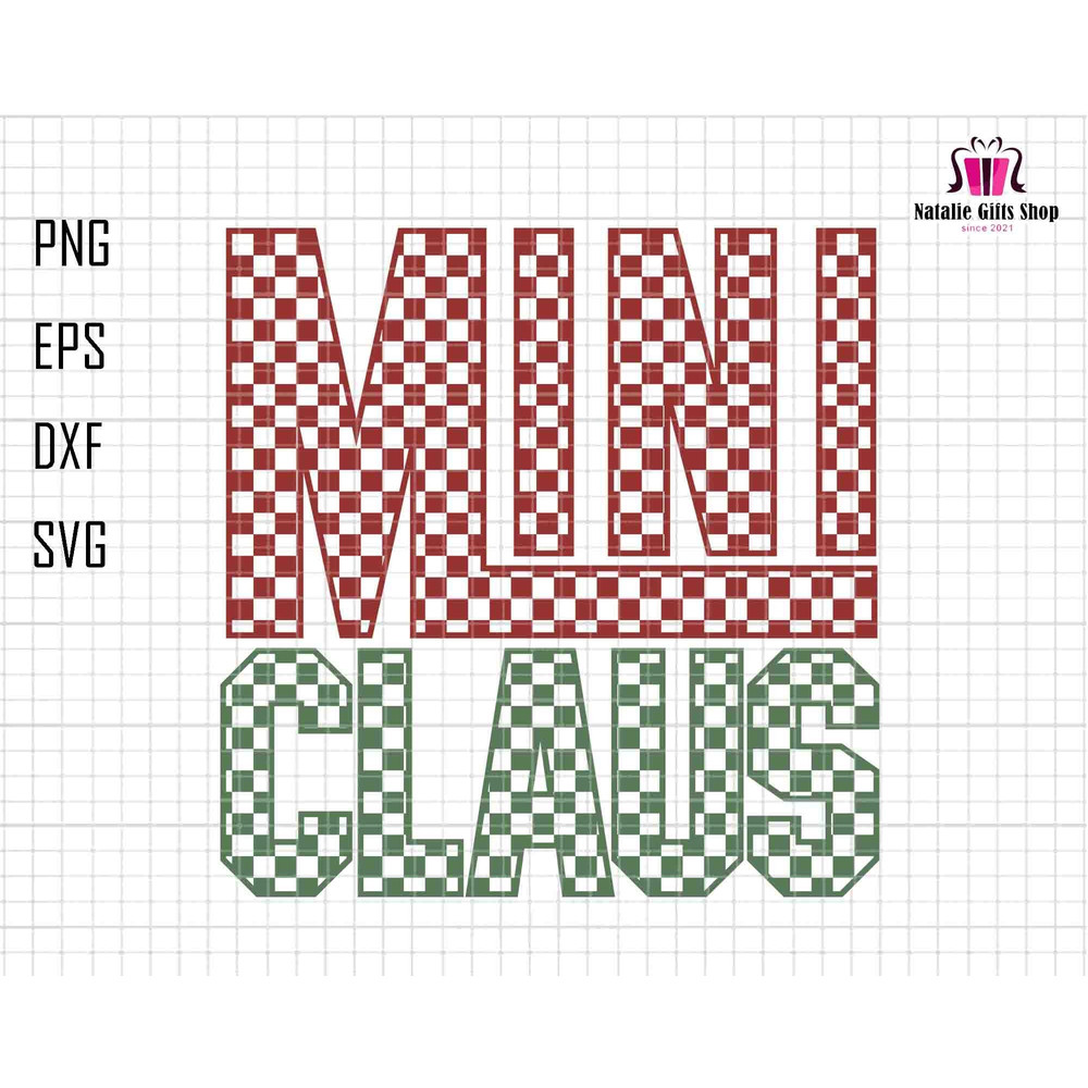 Checkered Mini Claus SVG PNG, Christmas png, Christmas svg, Retro Christmas png, Santa Claus png, Mama png, Kids Sublimation, Mini png.jpg
