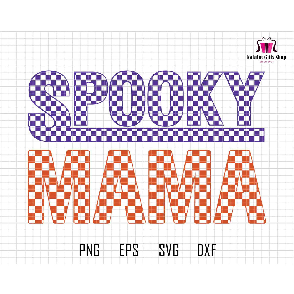 Checkered Spooky Mama Svg, Spooky Vibes Svg, Mama sublimation, Halloween Png Shirt Designs, Halloween Svg, Retro Halloween Svg, Mama Svg.jpg