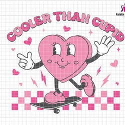 cooler than cupid svg, skateboarding heart svg, kids valentine svg, boys valentine svg, retro valentine day, cupid valen