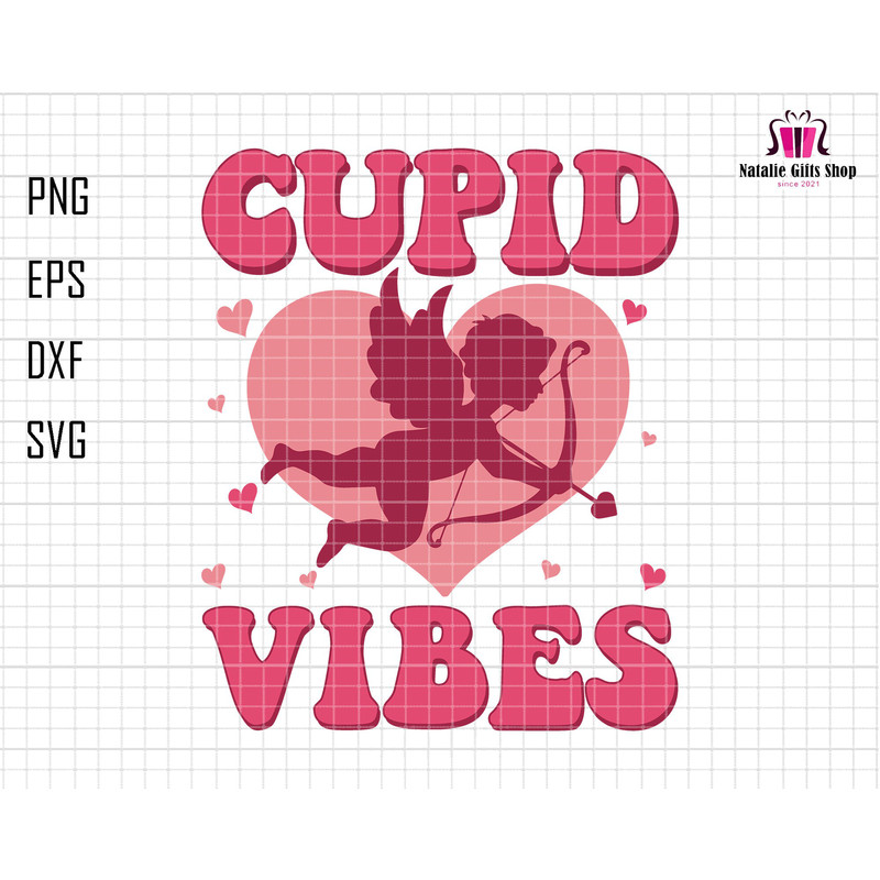 Cupid Vibes Svg, Happy Valentine Day, Valentine Season Svg, Valentine Vibes Svg, Retro Valentine Svg, Hugs And Kiss Svg, Pink Xoxo Svg.jpg