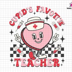cupids favorite teacher svg, retro valentine teacher svg, valentines day heart svg, teacher life svg, teacher love shirt