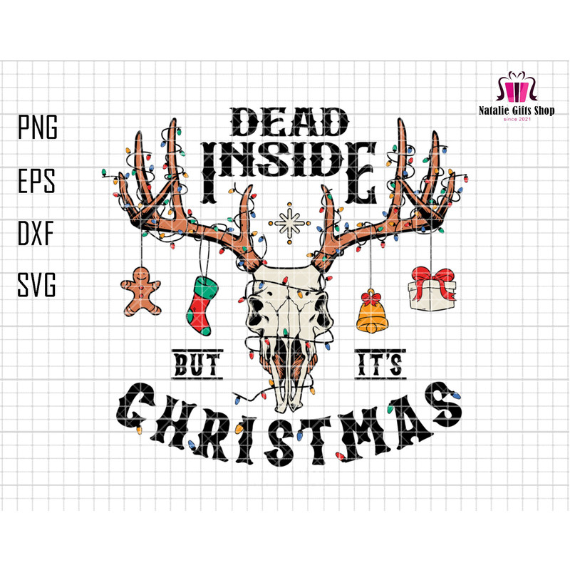 Dead Inside But It's Christmas Svg, Western Christmas Svg, Reindeer Skull Christmas Svg, Howdy Christmas Svg, Christmas Cowboy, Xmas Skull.jpg