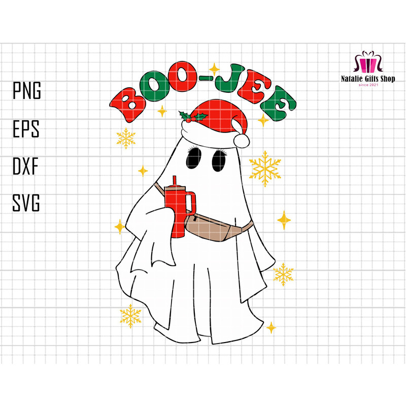 Ghost Halloween Costume, Boujee Boo-Jee Svg, Stanley Tumbler Belt Bag, Xmas Holiday Svg, Holiday Christmas, Santa Hat Svg, Christmas Boo Svg.jpg