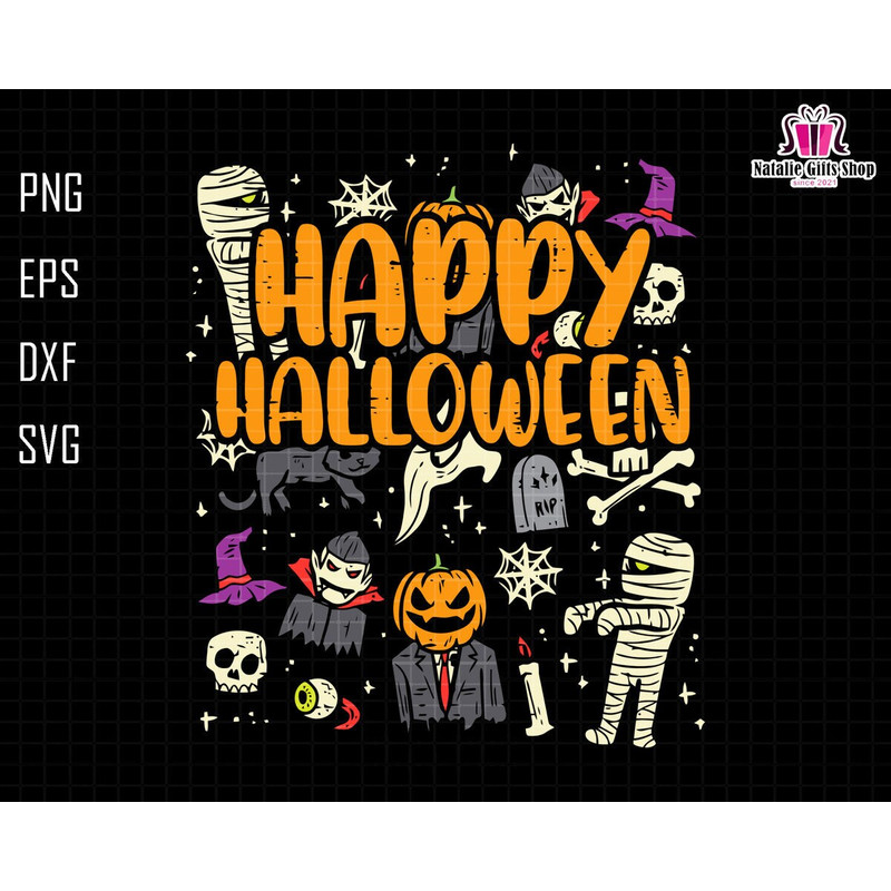 Happy Halloween Svg, Cute Ghost Svg, Trendy Halloween, Spooky Season Svg, Witch Svg, Vampire Halloween, Spooky Season, Digital File, Cricut.jpg