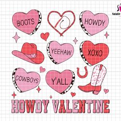 howdy valentine svg, western valentines svg, cowgirl valentines svg, conversation hearts svg, retro valentines svg,disco