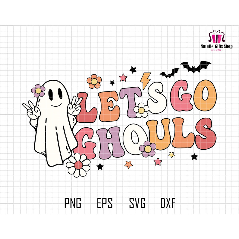 Let's Go Ghouls Svg, Retro Halloween Svg, Cute Ghost Svg, Ghouls Svg, Retro Halloween, Halloween Sublimation Svg, Halloween Costume Kid Girl.jpg