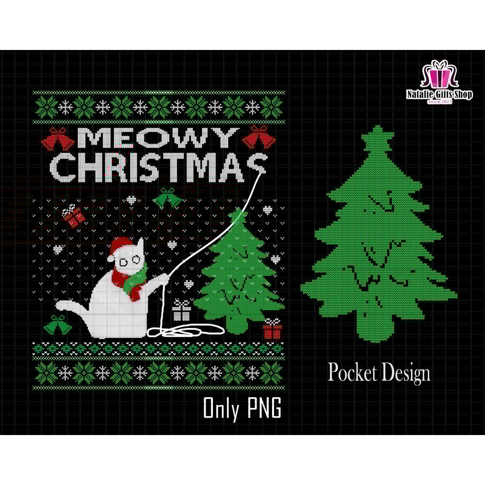 Meowy Christmas Png, Knit Wool Png, Ugly Christmas Sweater, Merry Catmas Png, Cat Christmas Png, Merry Christmas Family Png, Cat Lover Png.jpg