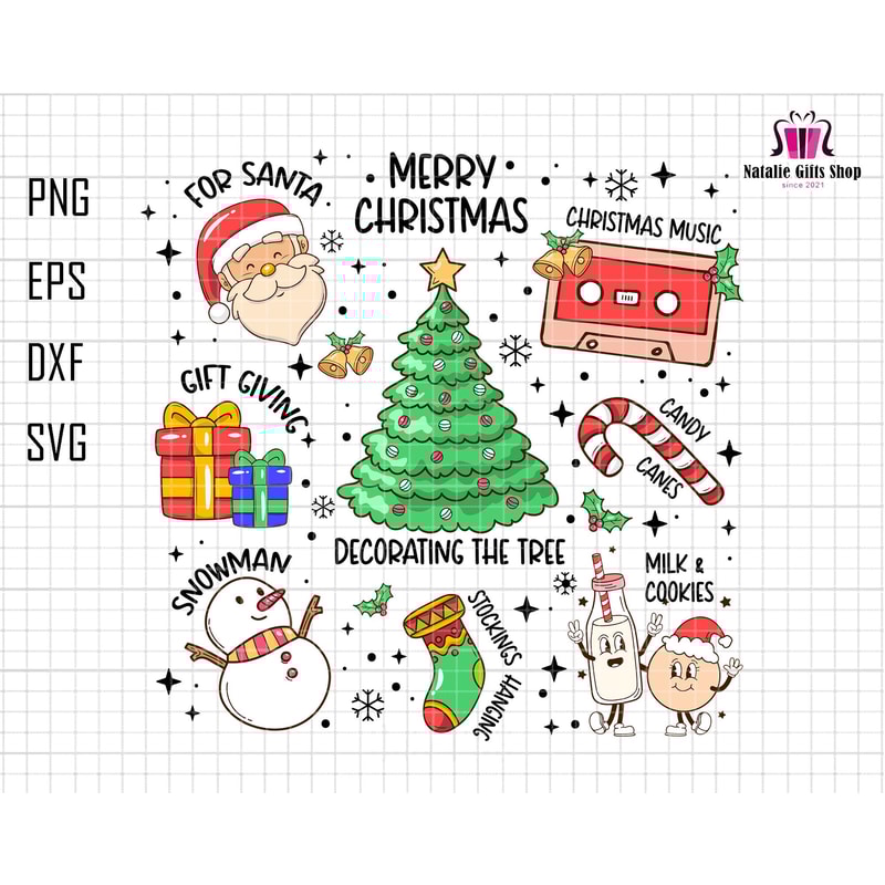 Merry Christmas Decorating The Tree Svg, Santa Claus Svg, Trendy Christmas Svg, Christmas Quote Svg, Snowman Svg, Gifts Giving Svg, Cricut.jpg