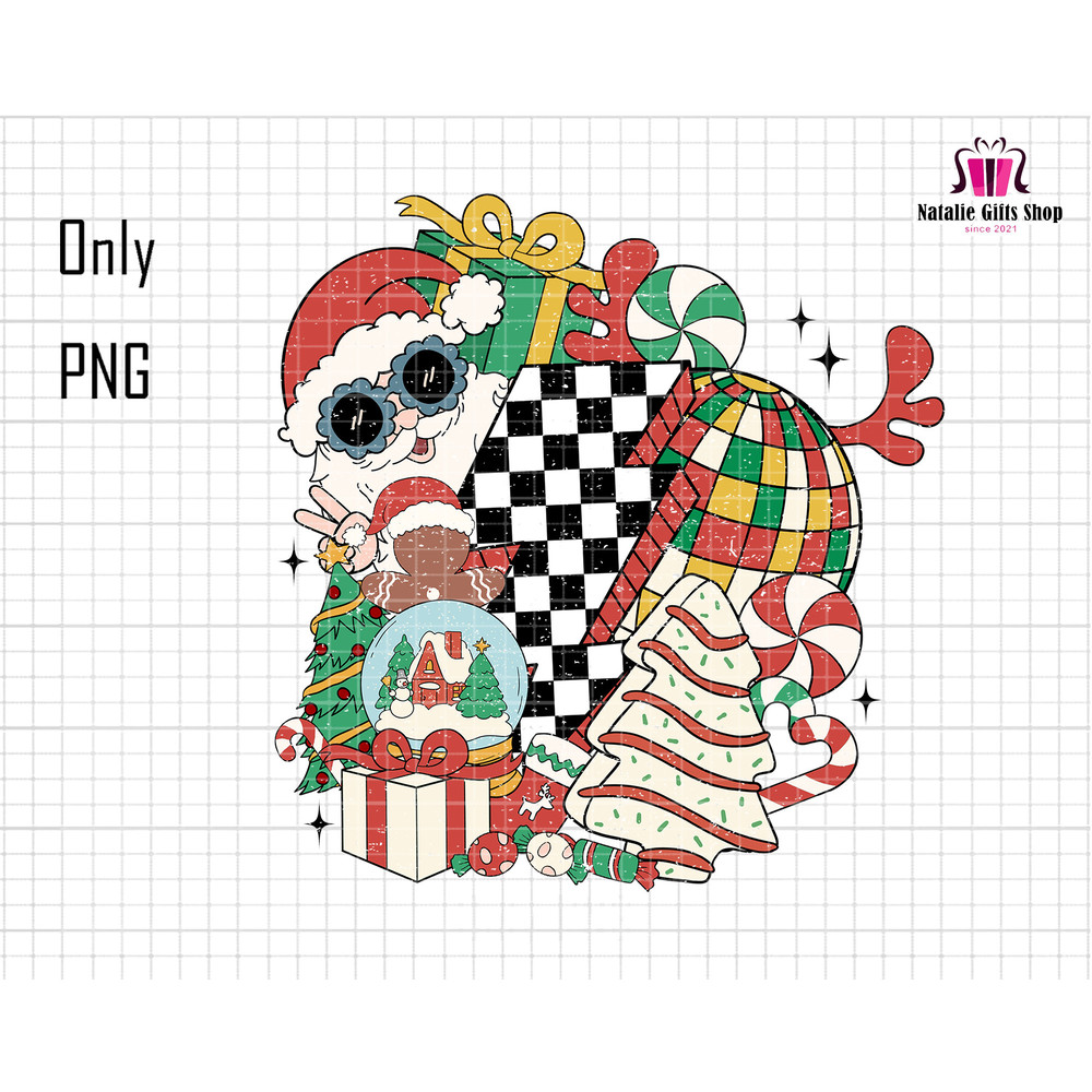 Merry Christmas Png, Trendy Christmas Png, Hello Xmas Png, Santa Claus Png, Thunder Checkered, Disco Ball Png, Retro Christmas, Xmas Tree.jpg