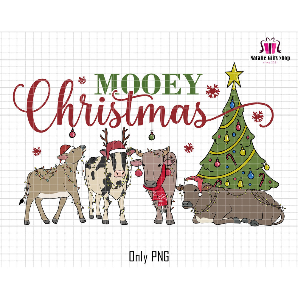 Mooey Christmas Png, Cow Christmas Lights Png, Cow Lovers Xmas, Highland Cow Png, Farm Animal Xmas Png, Cow Lights Christmas, Sublimation.jpg