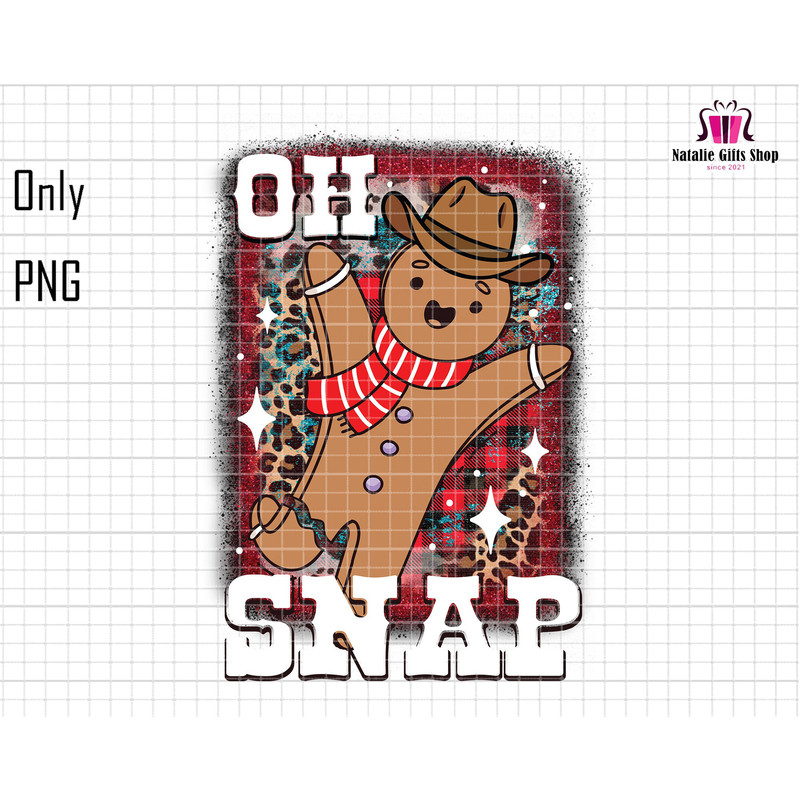 Oh Snap Png, Western Christmas Png, Gingerbread Cowboy Png, Broke Gingerbread Png, Christmas Card Png, Christmas Baking Png, Sublimation.jpg