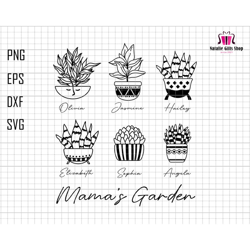 Personalized Mama's Garden Svg, Plant Pots Svg, Mama Svg, Gift For Mama Svg, Pot Of Plants Svg, Plant Lover Svg,Gardener Svg,House Plant Svg.jpg