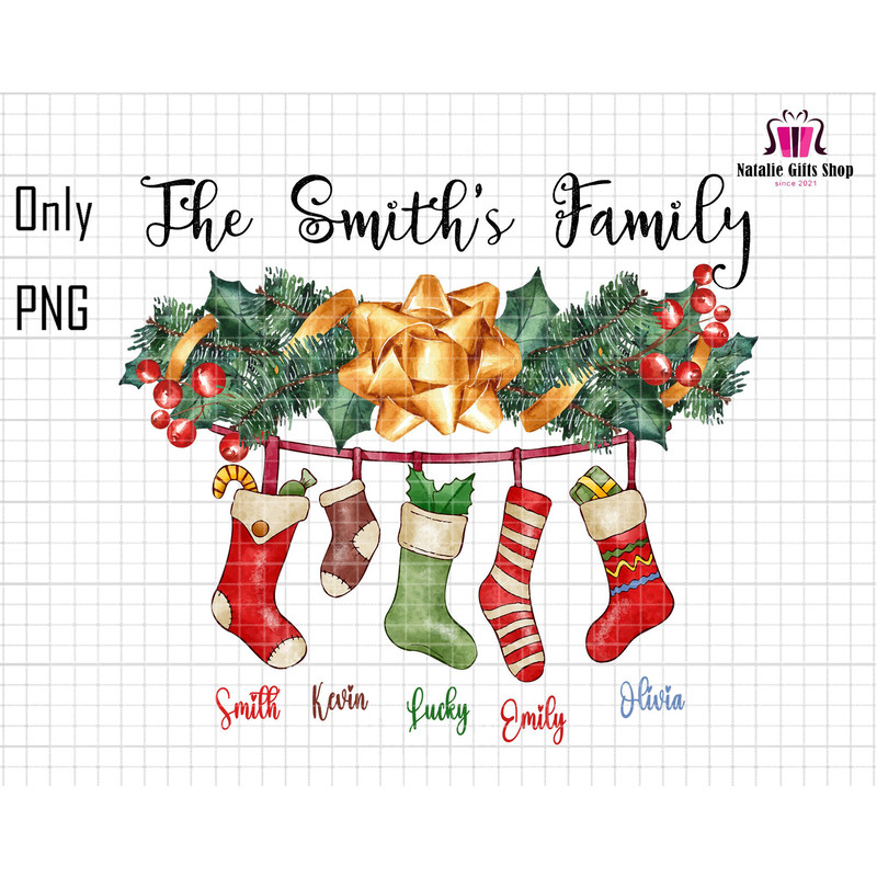 Personalized Stocking Merry Christmas Png, Socks Family Christmas Png, Christmas Stocking Png, Custom Christmas Png, Red Stocking Christmas.jpg