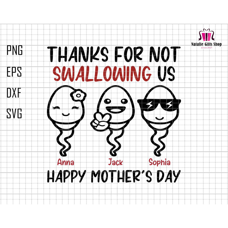 Personalized Happy Mother’s Day Svg, Custom Sperm Kids Png, Thanks For Not Swallowing Us Svg, Custom Icon Sperm Png, Custom Kid Name Gift.jpg