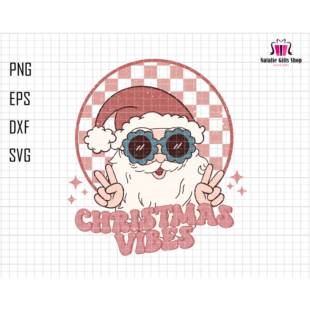 Retro Christmas Vibes Svg, Checkered Pink Santa Claus Svg, Groovy Christmas Svg, Pink Santa Claus Svg, Pink Christmas Svg, Christmas Shirt.jpg