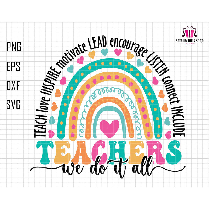 Retro Teacher We Do It All Svg, Inspiration Teacher Svg, Teacher Svg, Teacher Life Svg, Back to School, 1st Day Of School, Boho Rainbow Svg.jpg