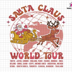santa claus world tour svg, santa claus svg, vintage christmas svg, reindeer svg, trendy christmas svg, merry christmas,