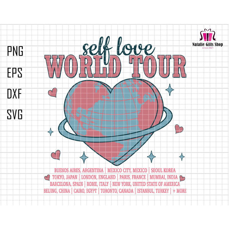 Self Love World Tour Svg,  Retro Valentines Svg, Aesthetic Valentines Design, Self Love Heart Svg, Trendy Valentines Svg, Valentine Quotes.jpg