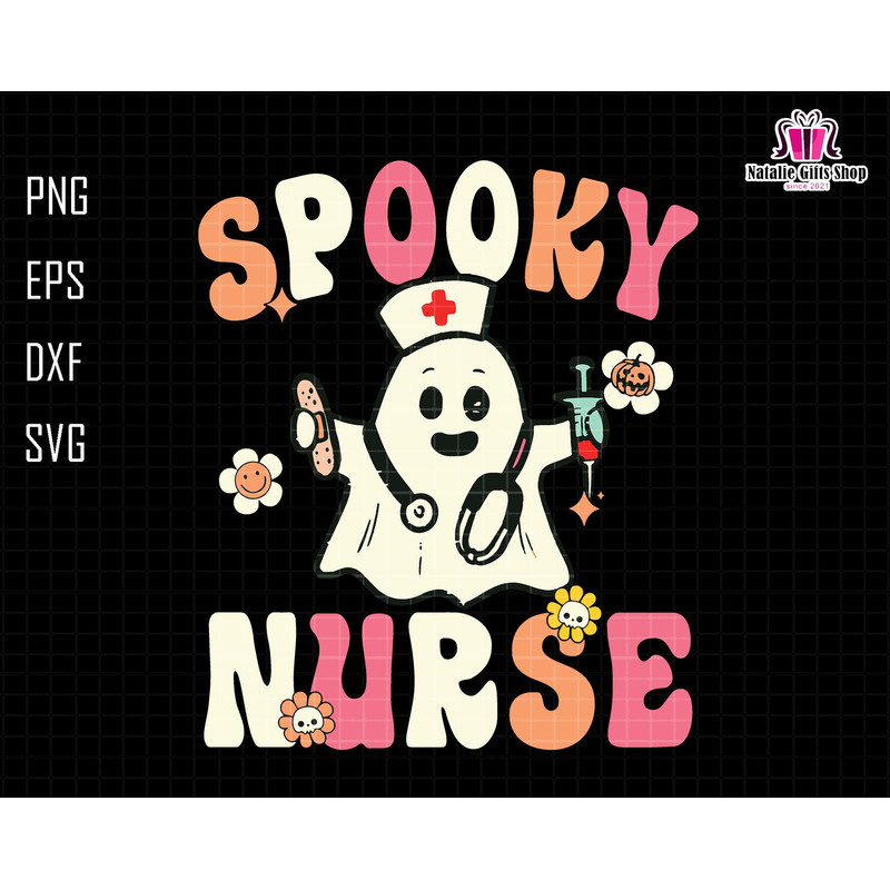 Spooky Nurse Svg, Nurse Halloween Svg, Nurse Svg, Halloween svg, Spooky Svg, Nursing, Cute Ghost Svg, Retro Halloween Svg, Retro Nurse Svg.jpg