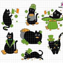 st patrick day black cats svg, irish lucky cats svg, happy st cattricks day svg, st pattys day svg, trendy patricks day,