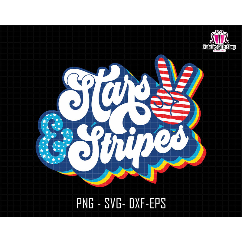 Star and Stripes Svg, Red White Blue Svg, USA Flag Svg, Peace hand Sign, Independence Svg, Retro 4th of July Svg, America Svg, Patriotic Svg.jpg