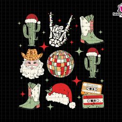 trendy christmas png, santa hat png, western christmas png, christmas sublimation, merry and bright, cactus, skeleton ch