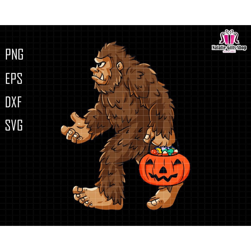 Trick Or Treat Svg, Bigfoot Svg, Yeti Hiking, Sasquatch Silhouette, Digital File Svg, Happy Halloween, Instant Download, Trendy Halloween.jpg