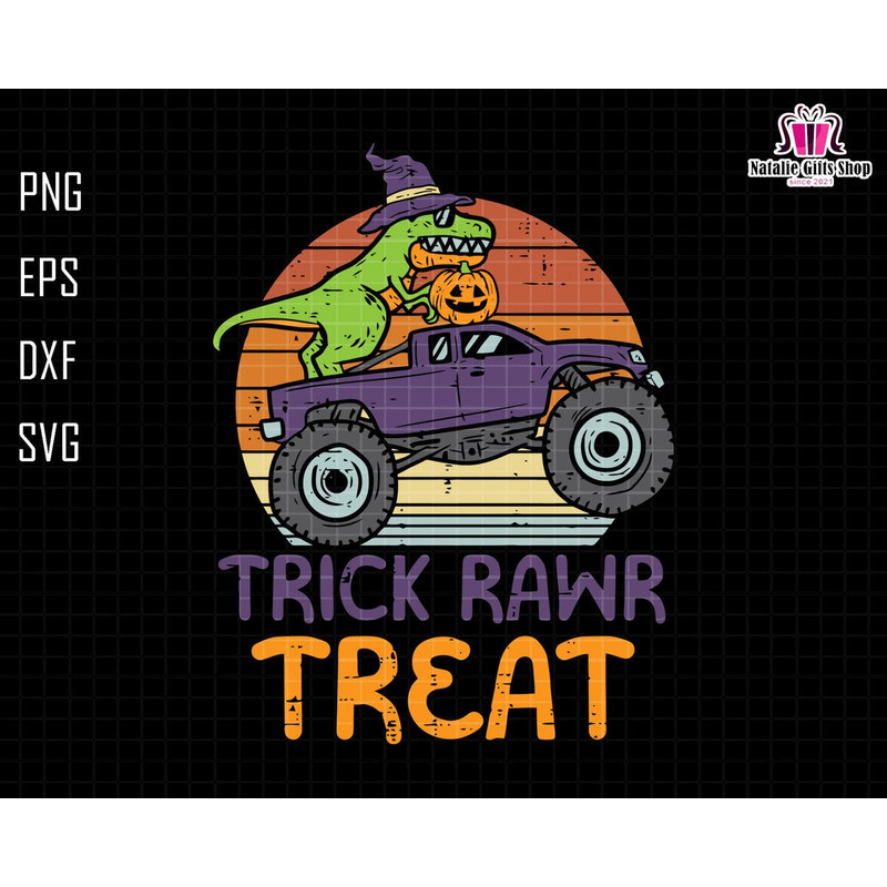 Trick Rawr Treat Svg, Halloween Truck Svg, Dinosaur Halloween, Pumpkin Spooky Svg, Halloween Costume, Halloween Gifts, Digital File Svg.jpg