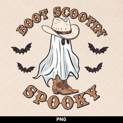 Boot Scootin Spooky png, Western Halloween png, Cowboy Ghost png, Cute Western Ghost png, Retro Vintage Western Hallowee