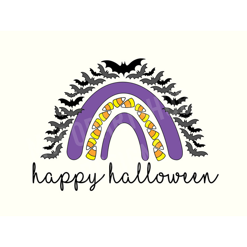 Happy Halloween SVG Cut File, Rainbow Svg, Fall Rainbow Svg, Halloween Rainbow Svg, Fall SVG, Bat svg, Halloween svg, Instant Download.jpg