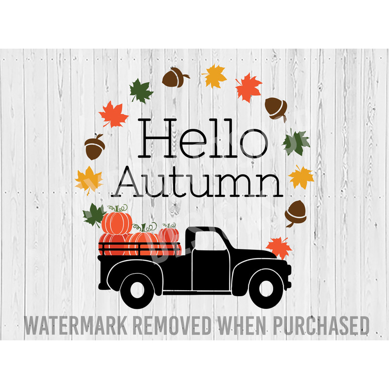Hello Autumn SVG Cut File, Autumn Svg, Hello Fall Svg, Fall Vintage Truck SVG, Fall SVG, Pumpkin svg, Instant Download.jpg