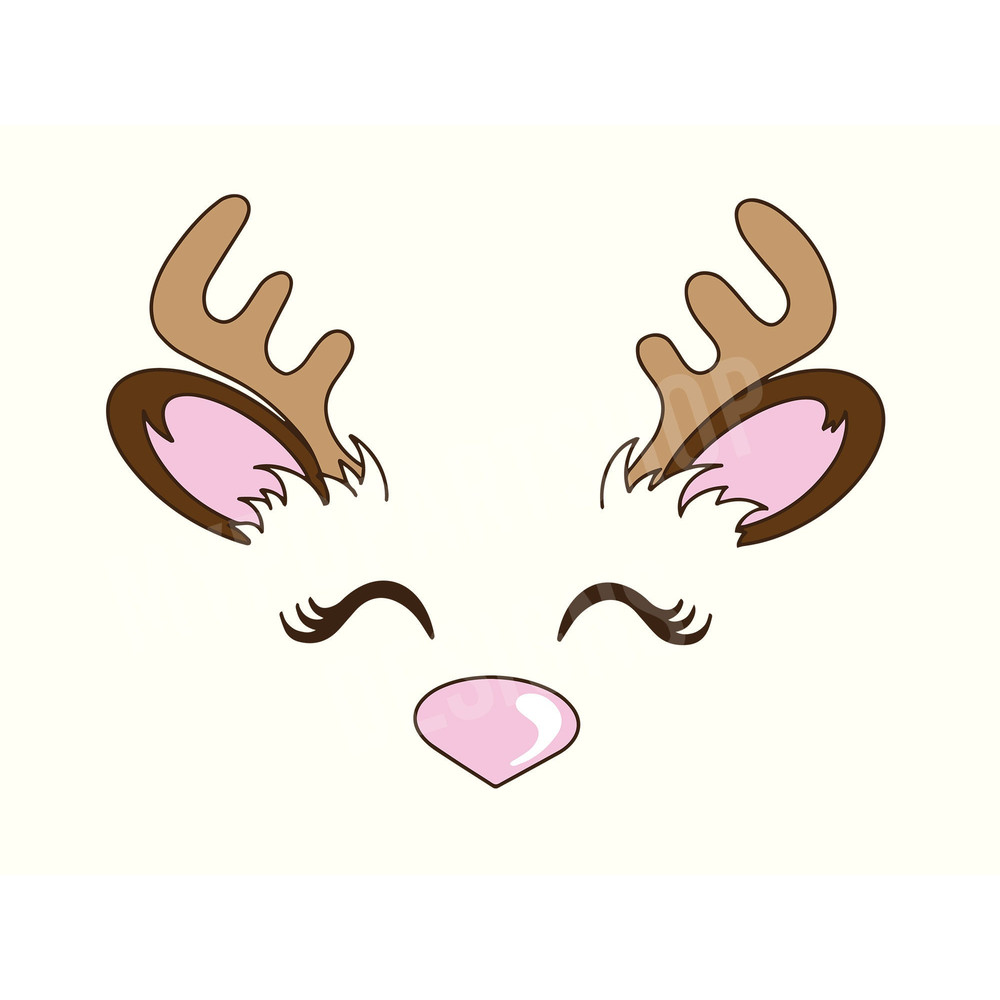 Reindeer Face SVG Cut File,Reindeer Face PNG, Reindeer Svg, Reindeer PNG, Cute Reindeer Svg, Reindeer Face Shirt, Instant Download.jpg