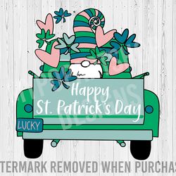 st patricks gnome truck svg, gnome svg, irish gnome svg, shamrock gnomes svg, green truck svg, four leaf clover svg, gno