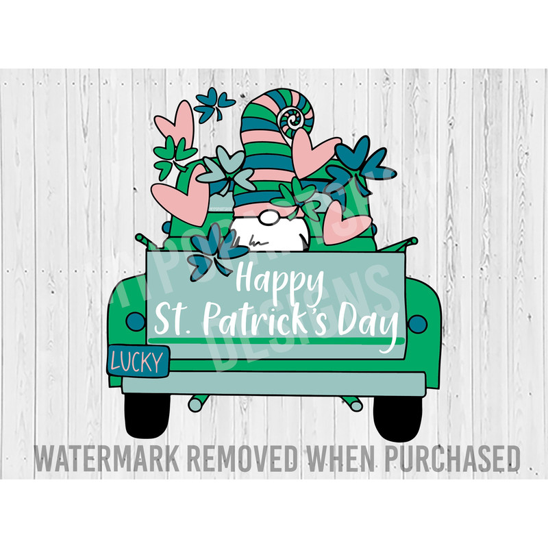 St Patricks Gnome Truck svg, Gnome SVG, Irish Gnome SVG, Shamrock Gnomes Svg, Green Truck Svg, Four Leaf Clover svg, Gnome Truck Svg.jpg