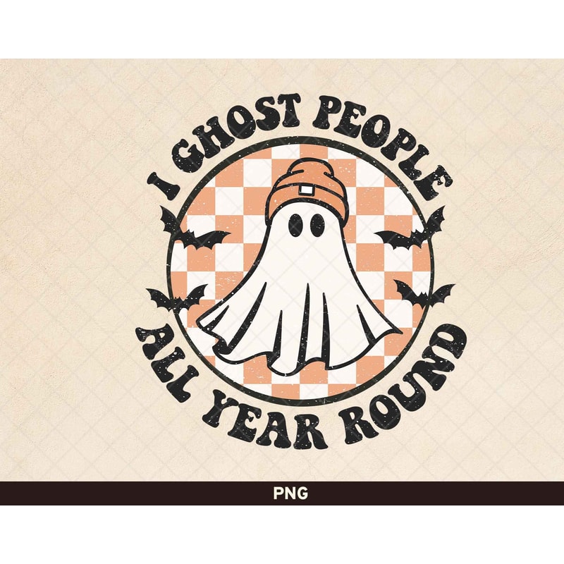 I Ghost People All Year Round png, Retro Ghost png, Retro Halloween Design, Cool Ghost png, Halloween Shirt Sublimation, Spooky Ghost png.jpg
