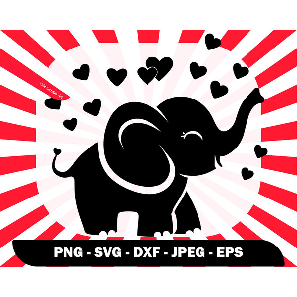 Baby Elephant Silhouette with Hearts Svg, Cute Tattoos, Cute Png for Shirts , Baby Wall Decor, Svg for Baby Card, Cute Elephant Clipart - 57.jpg