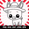 Cute Baby Donkey with Hat Svg,Kawaii Donkey Outline Svg,Cute Tattoos, Cute Png for Shirts , Baby Wall Decor - 00011.jpg