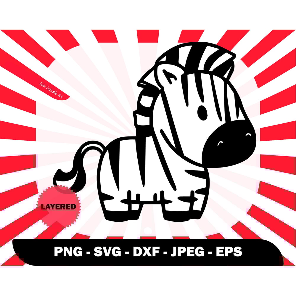 Cute Baby Zebra SVG, Zebra Outline Cut File, Cricut Silhouette, Zoo Animal Svg, Digital Stamp, Baby Wall Decor, Kids Laser Cut Svg - 00035.jpg