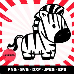Cute Baby Zebra SVG, Zebra Outline Cut File, Cricut Silhouette, Zoo Animal Svg,  Digital Stamp, Baby Wall Decor, Kids La