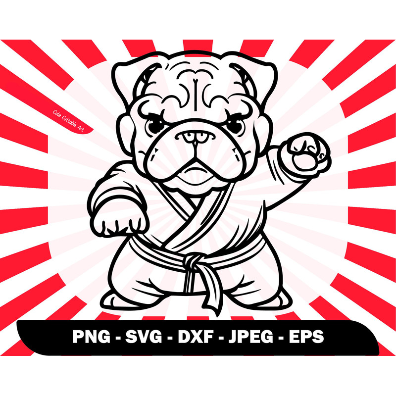 Cute Bulldog Karate Kungfu Svg , Svg Files For Cricut, Bulldog Png Design, Cute Bulldog Svg, Outline Dog Svg, Cute Svg for Shirts - 00014.jpg