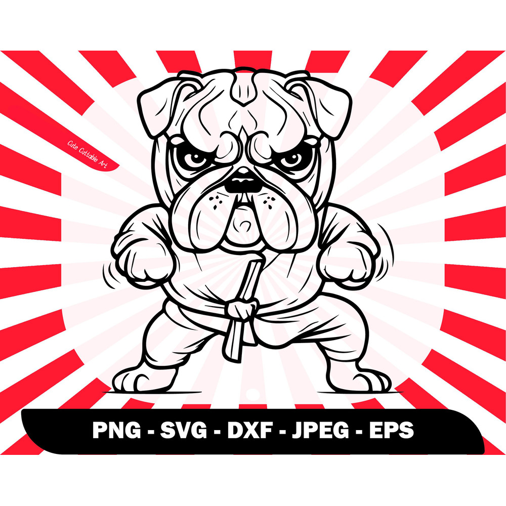 Cute Bulldog Karate Svg, Dog Sport Svg, Baby Bulldog Png, Bulldog Png Design, Cute Bulldog Svg, Outline Dog Svg, Cute Svg for Glass Cup- 041.jpg