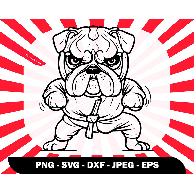 Cute Bulldog Karate Svg, Dog Sport Svg, Baby Bulldog Png, Bulldog Png Design, Cute Bulldog Svg, Outline Dog Svg, Cute Svg for Glass Cup- 041.jpg