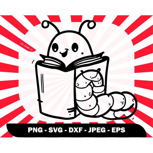 Cute Caterpillar Reading Book Svg, Caterpillar Svg, Reading Book Png, Cute Png for Shirts , Baby Wall Decor, Svg for Baby Card - 00019.jpg
