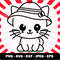Cute Kawaii Cat With a Hat and Bow svg, Cat Svg Cut File,Cat Svg Laser, Cat Lover Svg, Kids Laser Cut Files, Cat Outline Svg - 00036.jpg