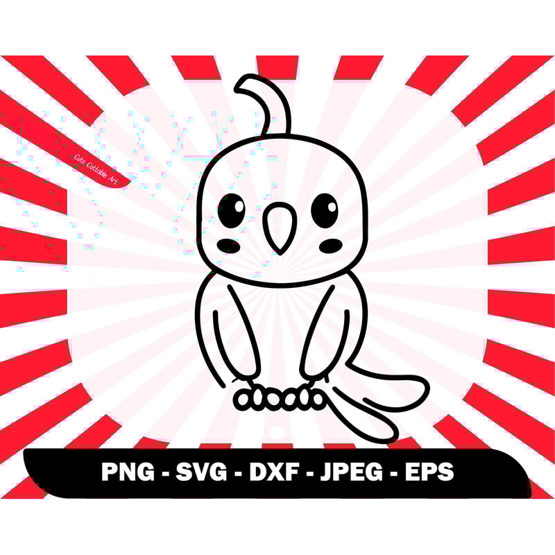 Cute Parrot Outline Drawing Svg, Cute Bird Clipart, Kawaii Animal Svg, Minimalist Animal Art, Sweet Kawaii Designs, Mug Design Svg - 00032.jpg