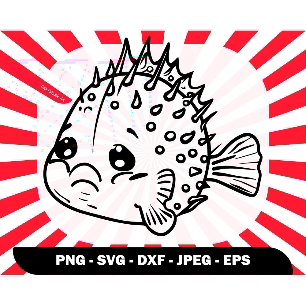 Cute Sad Puffer Fish Svg, Tropical Fish svg, Cute Fish Clipart, Svg Files For Cricut, Cute Png Files, Cute Png for Shirts - 00018.jpg