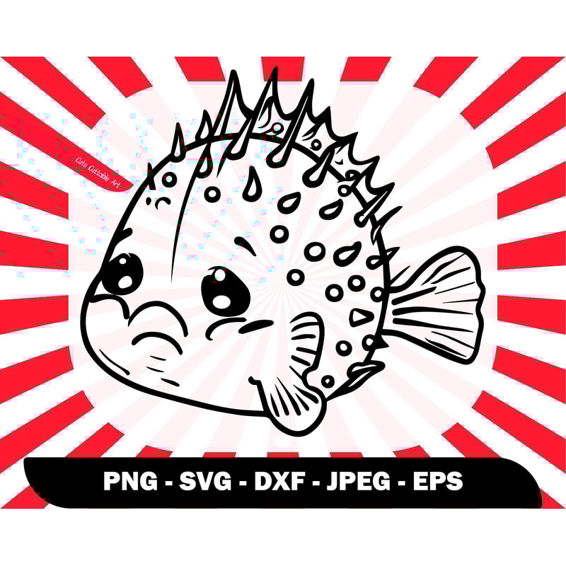 Cute Sad Puffer Fish Svg, Tropical Fish svg, Cute Fish Clipart, Svg Files For Cricut, Cute Png Files, Cute Png for Shirts - 00018.jpg