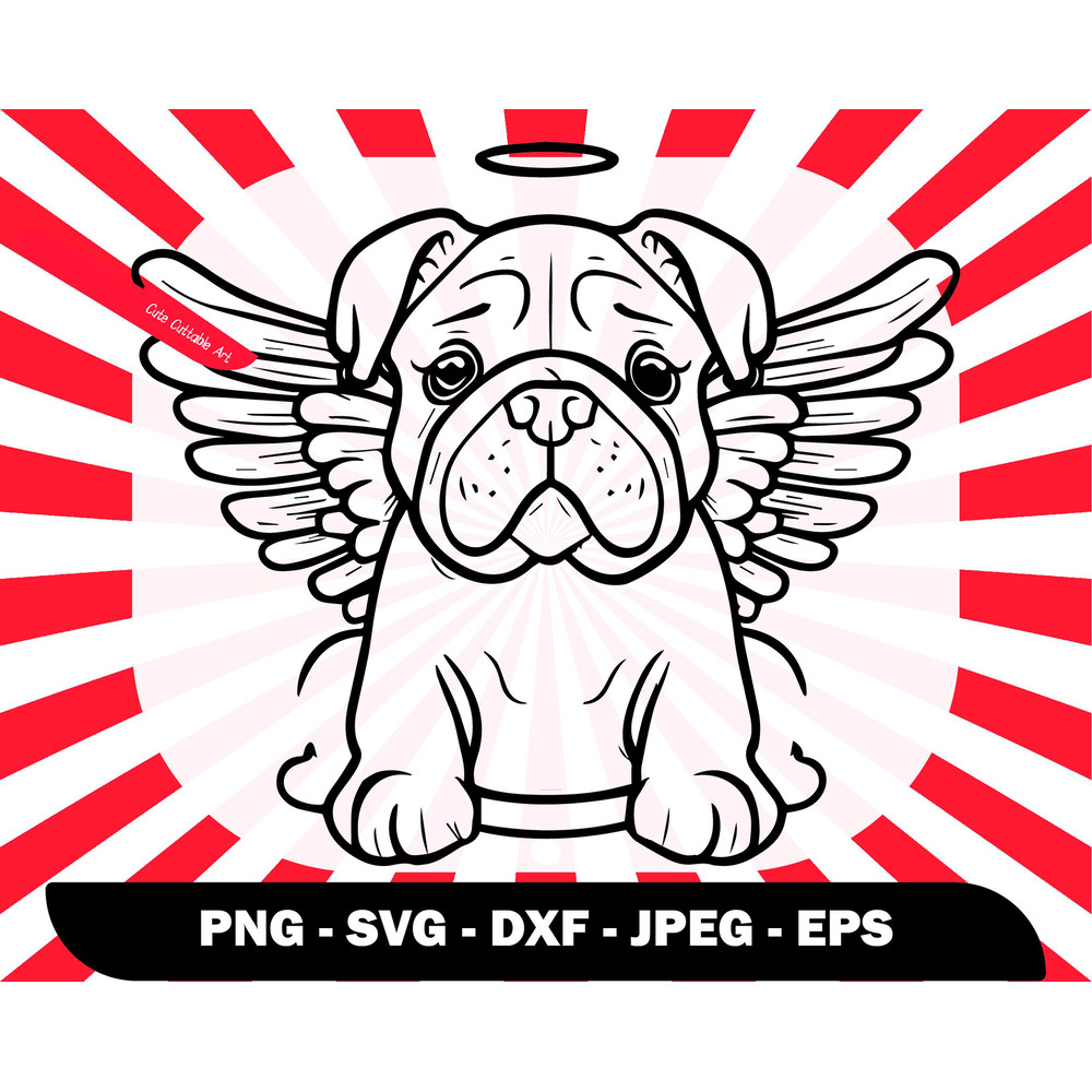 Sad Angel Bulldog Svg, Dog Loss Svg, Angel Dog Svg, Dog Angel Wings Svg, Bulldog Svg Cut File, Bulldog Png Design, Pet Loss Svg - 00046.jpg