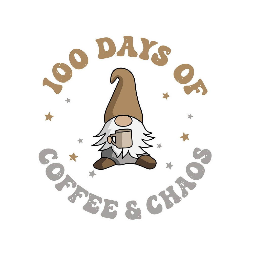 100 days of school Coffee SVG, 100 Days of Coffee and Chaos Png, Retro 100 days of school Teacher Shirt, Svg Files for Cricut.jpg