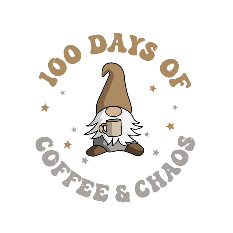 100 days of school Coffee SVG, 100 Days of Coffee and Chaos Png, Retro 100 days of school Teacher Shirt, Svg Files for Cricut.jpg